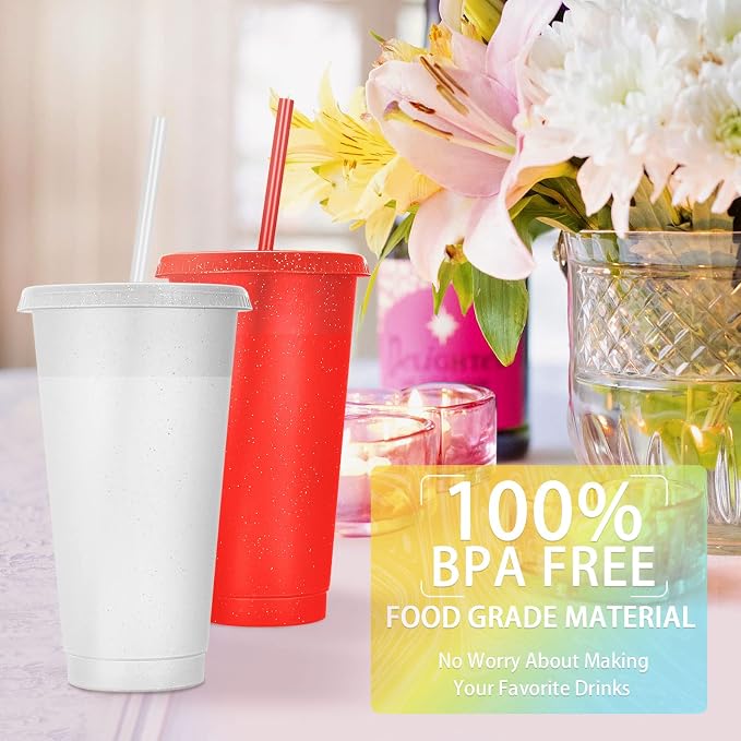 Honeydak 30 Pack Tumbler with Straw and Lid Bulk Cups - Image 2