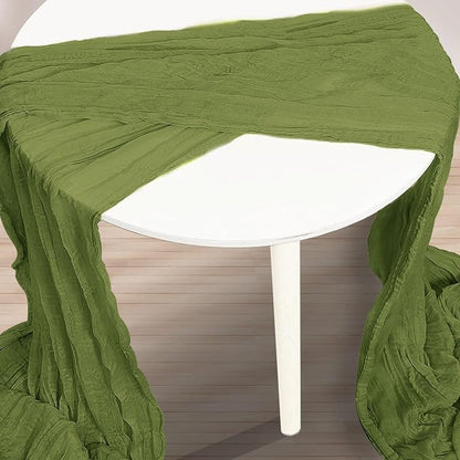 6 Pack Olive Green Cheesecloth Table Runner 35x120 Inch 10Ft Rustic Gauze - Image 3