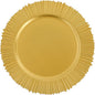 Charger Plates, 100pcs Floral Gold 13inch Plastic Dinner Plate, Round Plastic Dinner Plate with Delicate Texture for Parties Wedding (Floral Gold)