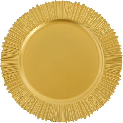 100 Pcs Charger Plates Set, Round Charger Plates, Reusable Serving Plates Embossed Rim Plastic Chargers Plate Decorative Round Plate Chargers