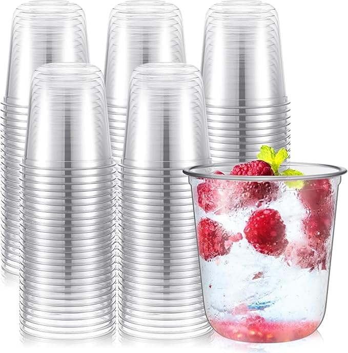 Ziliny Disposable Stemless Glasses 12oz Crystal Plastic Wine Glasses Clear by Ziliny