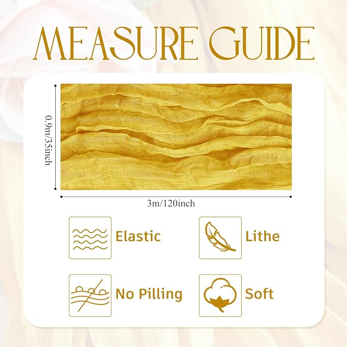 Cheesecloth Table Runner Gold 10FT Boho Gauze Runner, 12 Pack | 120 Inch Cheese - Image 2