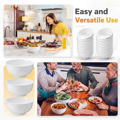 Tioncy 20 Pack 30oz White Melamine Bowls Set 6'' deep Unbreakable Soup Bowl | - Image 3