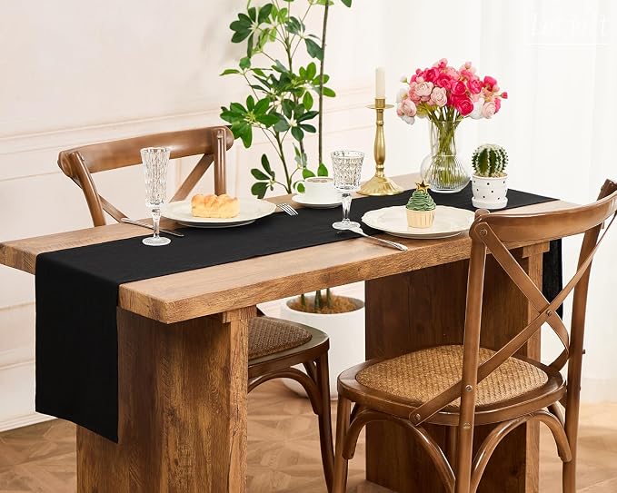 Letjolt Black Table Runner 108 Inches Long | Rustic - Image 4