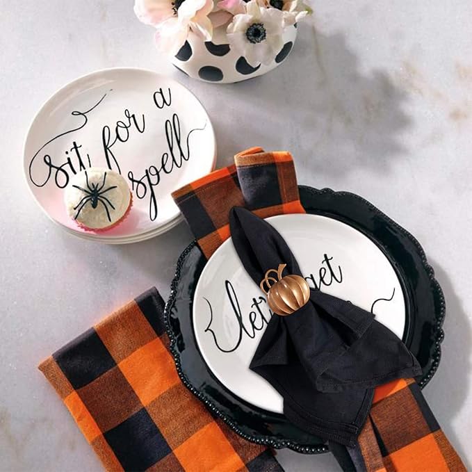 wonlex Fall Napkin Rings Set of 6, Pumpkin Napkin Holders Ring - Image 3