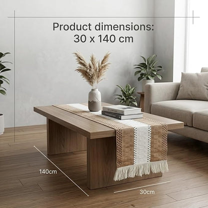 Textured Macramé Table Runner, Cotton and Jute Blend, 30 x 140 cm - Image 7