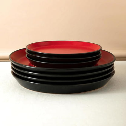 SERVICE FOR 4 - Total of 16 pieces including 8 dinner plates (10”), 4 salad plates (7.5”), 4 bowls (5.75”), and 4 mugs (12 oz), making it the perfect set to service 4 people