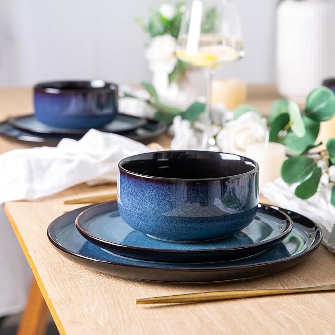 LERATIO Ceramic Plate Set of 6, 8.5 Inch Reactive Glaze Salad Plates | Modern - Image 7