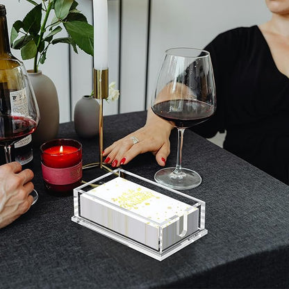 Transparent Acrylic Napkin Holder Clear Guest Paper Disposable Hand Towel Dispenser Tray Organizer For Table Home Kitchen Restaurant and Hotel Business