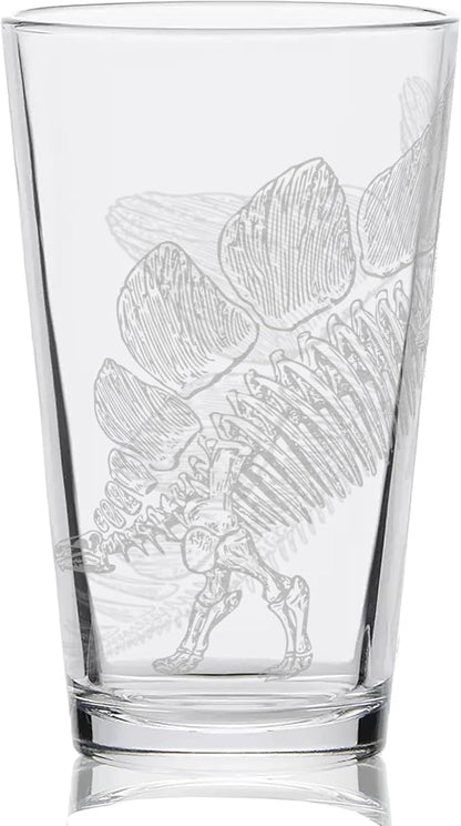 LumEngrave STEGOSAURUS SKELETON Engraved Beer Pint Glass | Dino Dinosaur Jurassic Paleontology | Great Gift Idea!