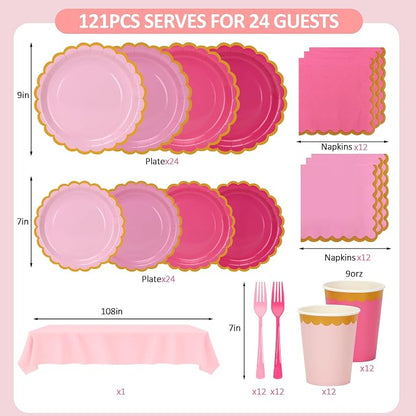 Pink Plates and Napkins Party Supplies - Image 2