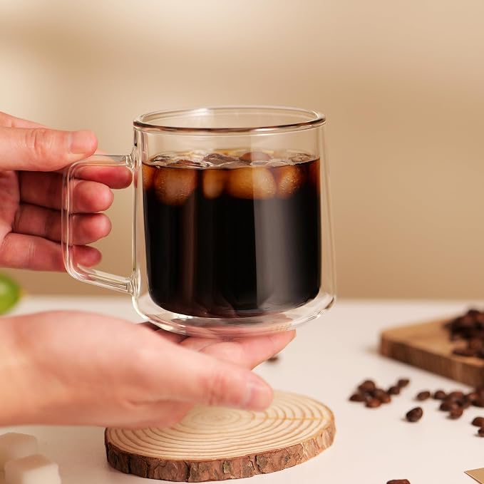 CNGLASS 15oz Double Walled Glass Coffee Mugs, Large Insulated Glass Mugs - Image 7