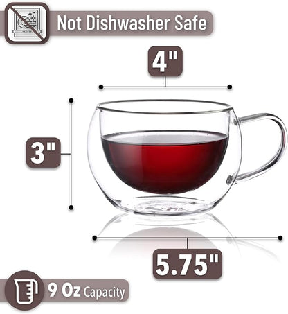 BTaT- Double Walled Glass Coffee Mugs, 9 oz, Glass Coffee Cups - Image 3