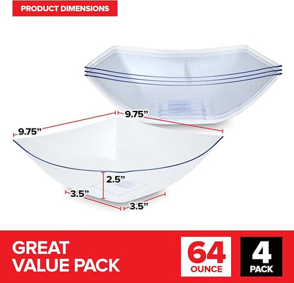 64oz Clear Plastic Serving Bowls Large Disposable Candy Dishes, Square Plastic - Image 2
