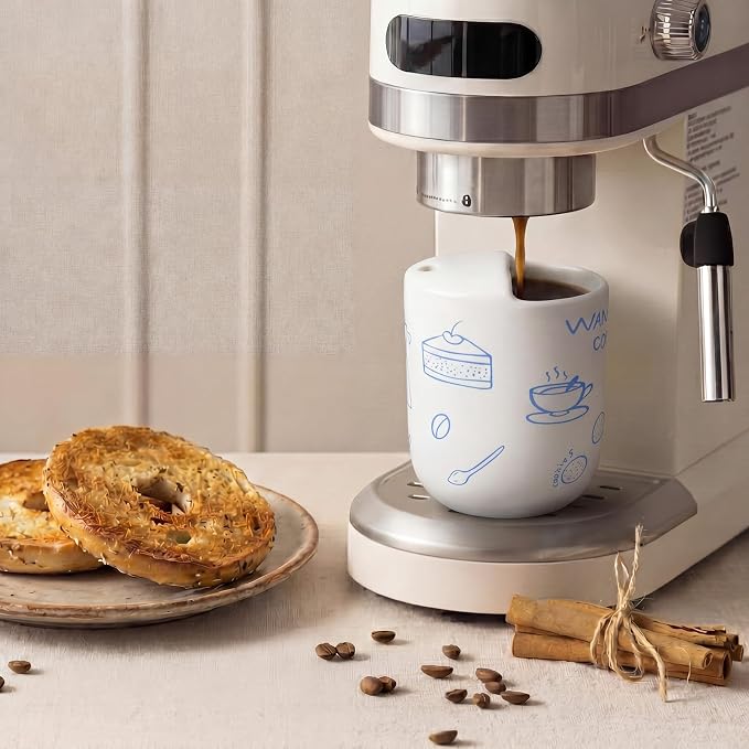 Ceramic Mug with Sip Hole 10 oz Novelty Food Pattern Ceramic Coffee Mug Hand - Image 5