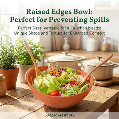60oz Wheat Straw Bowls Set of 6 Salad Bowls Large Popcorn Bowl Unbreakable - Image 7