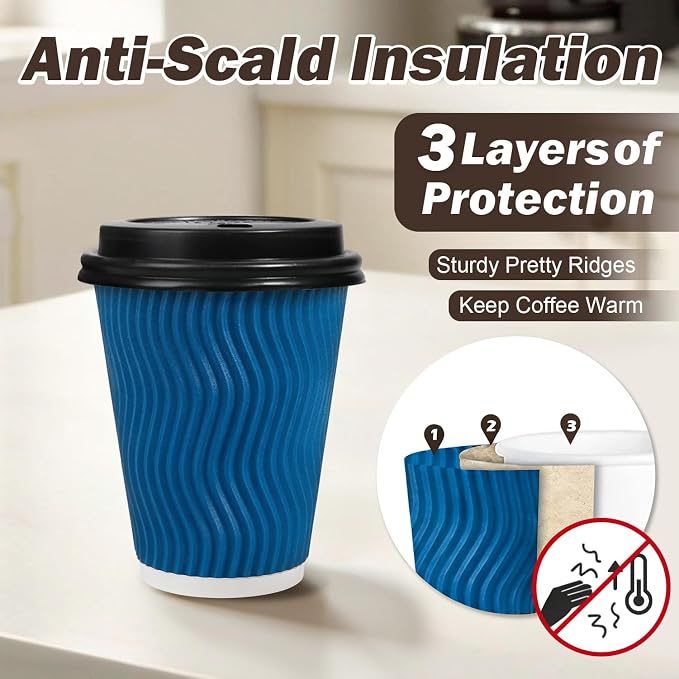 12 oz Insulated Disposable Paper Coffee Cups - Image 3
