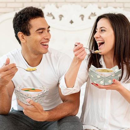 Cotton Microwavable Bowl Cozy, Microwave-Safe Hot Bowl Holders, Soup bowl Cozy - Image 4