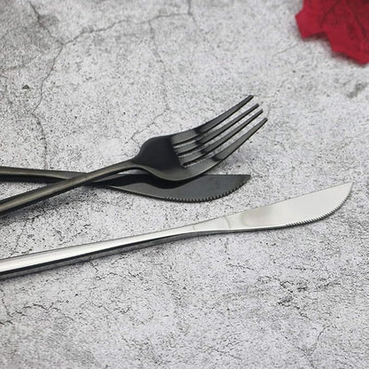 JASHII Black Flatware Serving Set 24 Piece, Stainless Steel Silverware Set - Image 5