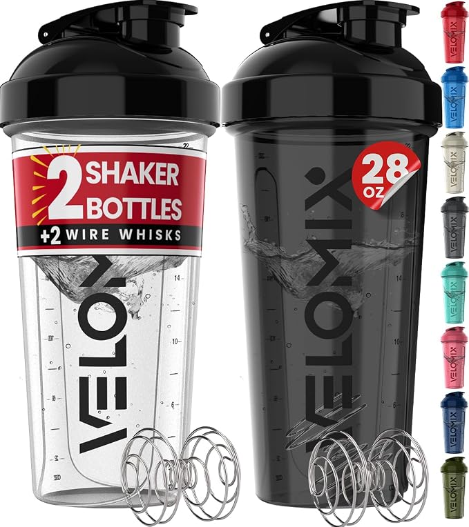 VELOMIX 2 Pack 28oz Protein Shaker Bottle by VELOMIX
