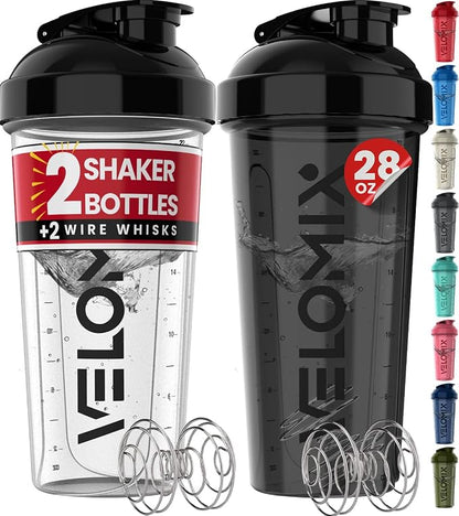 VELOMIX 2 Pack 28oz Protein Shaker Bottle by VELOMIX