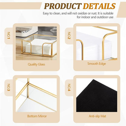 LemonRoad 1 Pcs Square Gold Napkin Holder - Image 4