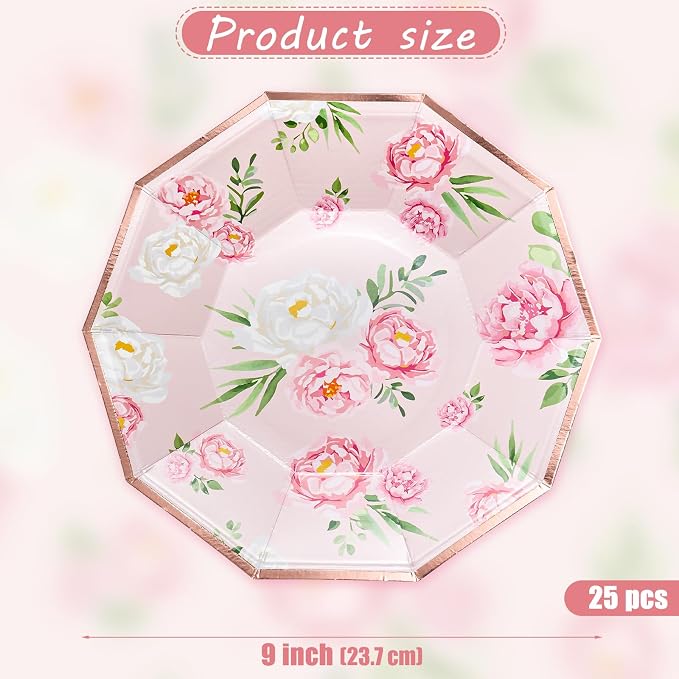 WRAPAHOLIC 25Pcs Floral Paper Plates - Image 2