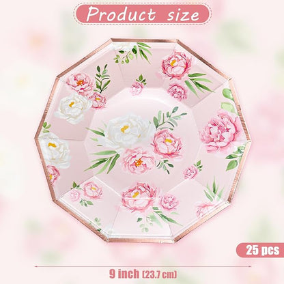 WRAPAHOLIC 25Pcs Floral Paper Plates - Image 2