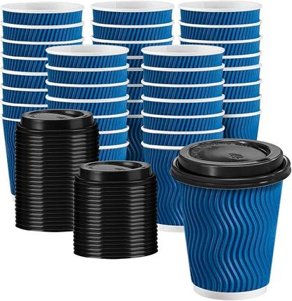 100 Pack 8 oz Insulated Disposable Paper Coffee Cups by Huifany