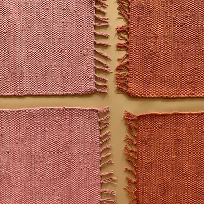 PILLOWPIA Handcrafted Chindi Placemat – 100% Cotton, Handwoven Boho Table Mat | Eco-Friendly Colorful Decor for Dining Room, Kitchen, or Coffee Table – Peony Pink Woven Accent