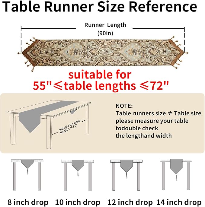 Luxury Vintage Design Table Runner 90 inches Long Embroidery Jacquard Fabric - Image 2