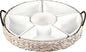 Ceramic Serving Trays, RANDEFURN Serving Platters with 6 Removable Dishes, Serving Tray for Parties, Food Tray 15.5 x 15.5 Inches, Perfect for or Chips,Whitewash