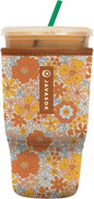 Sok It JavaSok Iced Coffee & Cold Soda Insulated Neoprene Cup Sleeve (Flower Power, Large: 30-32oz)