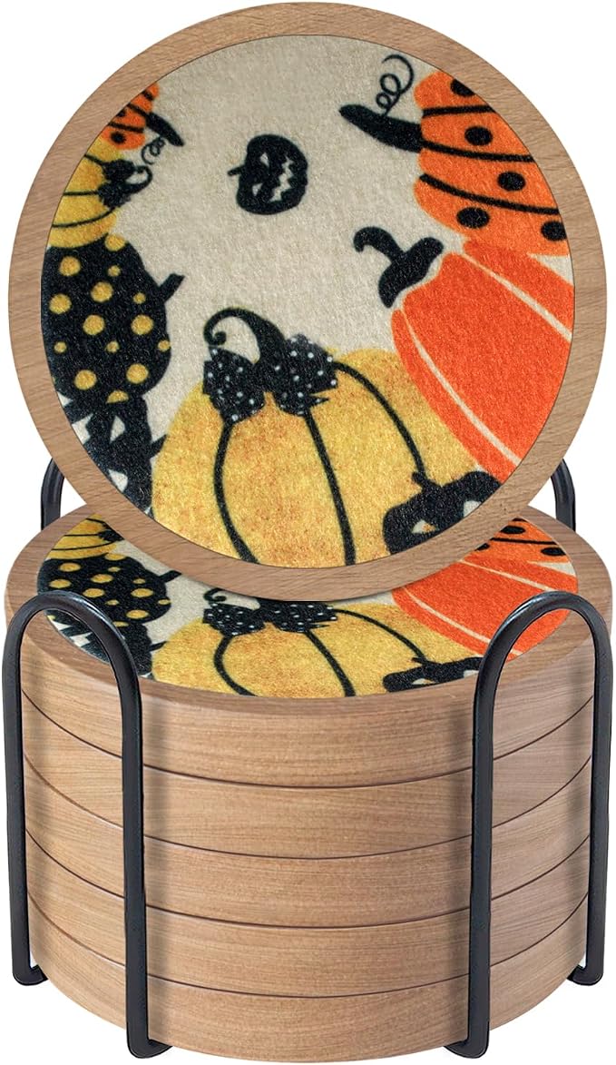 Fall Coaster Set of 6 Cewiru Halloween Coasters by Unknown
