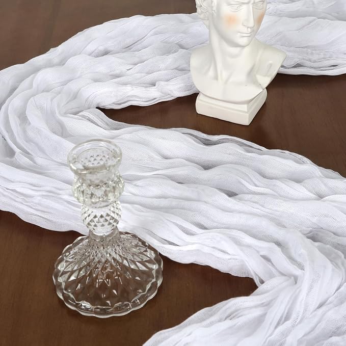 6 Pack 10Ft White Cheesecloth Table Runner 23 x 120 Inch | Gauze Rustic Boho - Image 3