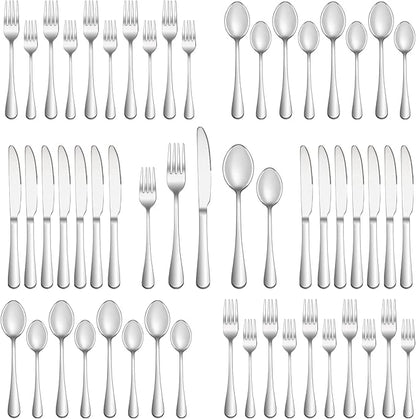 40 Piece Silverware Set Service for 8,Premium Stainless Steel Flatware Set,Mirror Polished Cutlery Utensil Set,Durable Home Kitchen Eating Tableware Set,Include Fork Knife Spoon Set,Dishwasher Safe