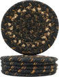 Homespice Kilimanjaro Jute Braided Rope Coasters 4", Warm Primitive Decor, Set of 6, Black and Tan - Durable, Absorbs Moisture, Easy to Clean and Protects Furniture