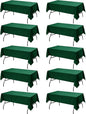 10-Pack Hunter Green Tablecloths for Rectangle Tables, 60 x 102 Inches, Stain-Resistant Polyester Fabric for 6 Foot Tables - Washable Table Covers for Weddings, Birthday Parties, Events