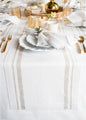 Solino Home 100% Linen Table Runner, 14 x 120 in, Natural and White Striped | by SolinoHome
