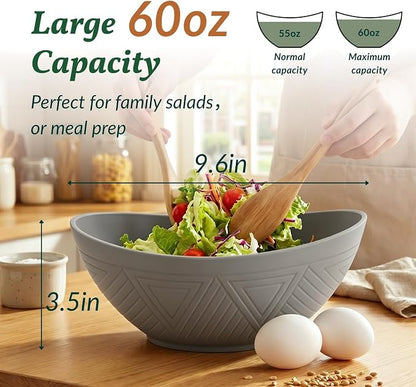 Wheat Straw Bowls, Large Salad Bowls Set of 6-60 OZ Serving Bowl - Image 2