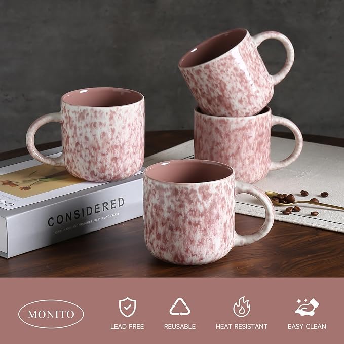 MONITO 12 OZ Coffee Mugs Set of 4, Ceramic Coffee Mugs, Modern Coffee Mugs Set - Image 5