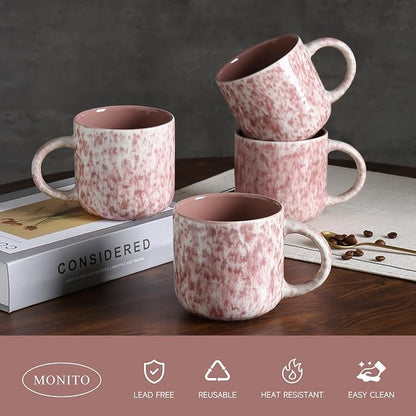 MONITO 12 OZ Coffee Mugs Set of 4, Ceramic Coffee Mugs, Modern Coffee Mugs Set - Image 5
