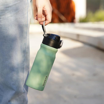 BJPKPK 18 oz Water Bottle with Straw & Handle, Insulated Stainless Flask | Leak - Image 6