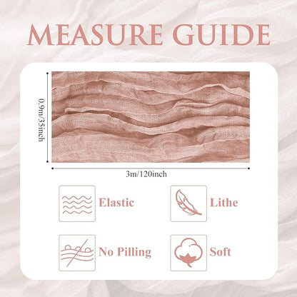 Cheesecloth Table Runner 10FT 3Pcs Dusty Pink Boho Gauze Sheer Runners | Cheese - Image 2