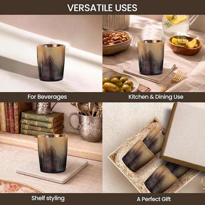 Handicrafts Home Viking Horn Shot Glasses Set of 8, Handmade Natural Ox Horn - Image 4