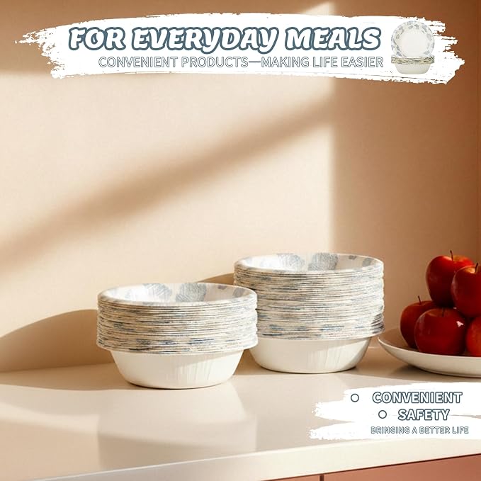 30 Pack Paper Bowls, 8 Oz Disposable Soup Bowl, Heavy Duty Printed Disposable - Image 7