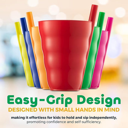 JoyServe 10 Oz Kids Straw Cups BPA-Free Stackable Drink Tumblers | Built-In - Image 6