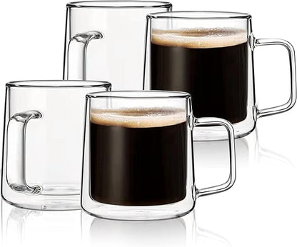 CNGLASS 10oz Glass Coffee Mugs, Double Wall Insulated Glass Mugs by CNGLASS