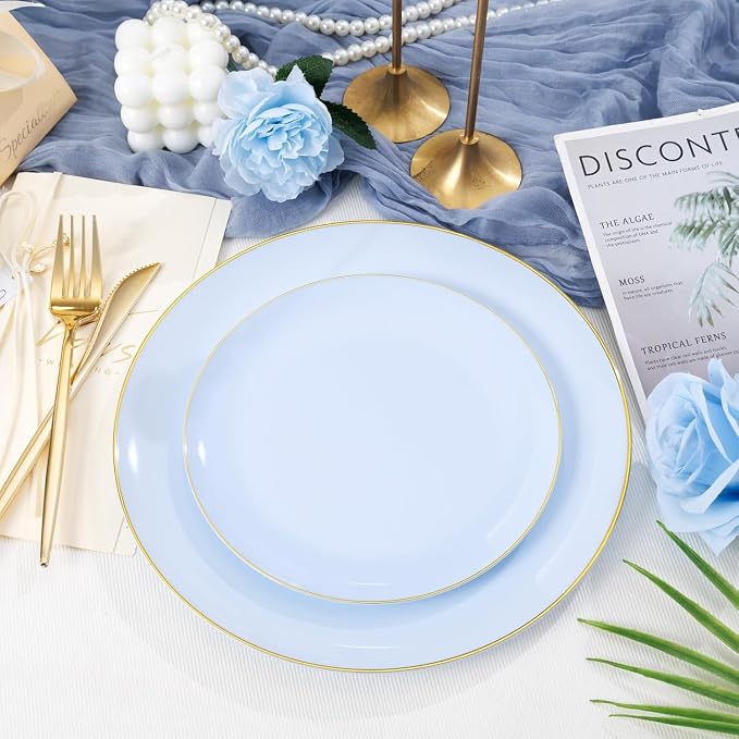 PULOTE 100PCS Blue Plastic Plates - Image 3