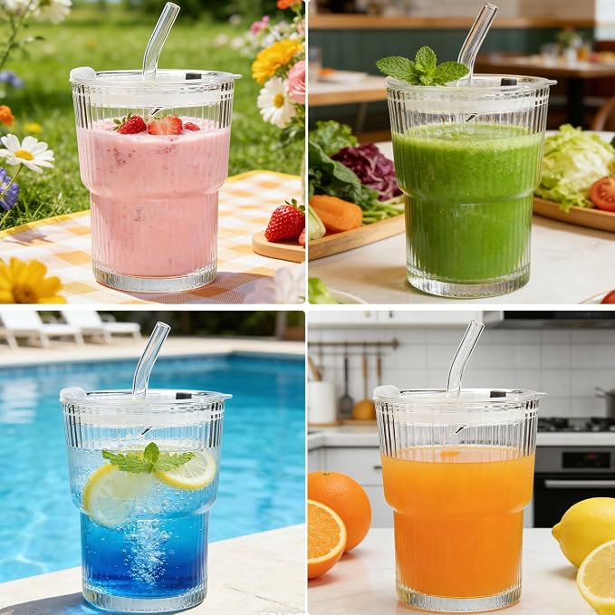 Haundry 14 oz Ribbed Glass cups - Image 10
